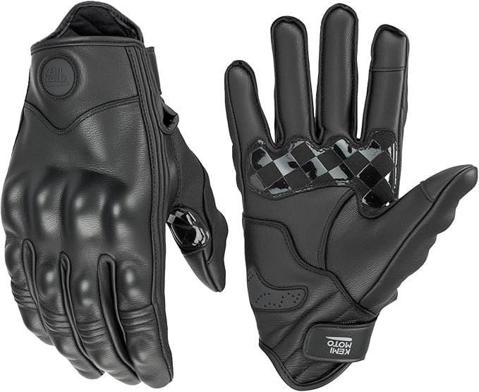 Motorcycle Leather Gloves, Sheepskin Protective Gloves for Men and Women, Touchscreen Compatible, Hard Knuckle，Gear for Motorcross Racing Cycling