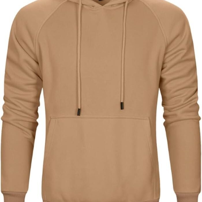 Men’s Solid Color Pullover Hoodie – Classic Casual Sweatshirt with Kangaroo Pocket