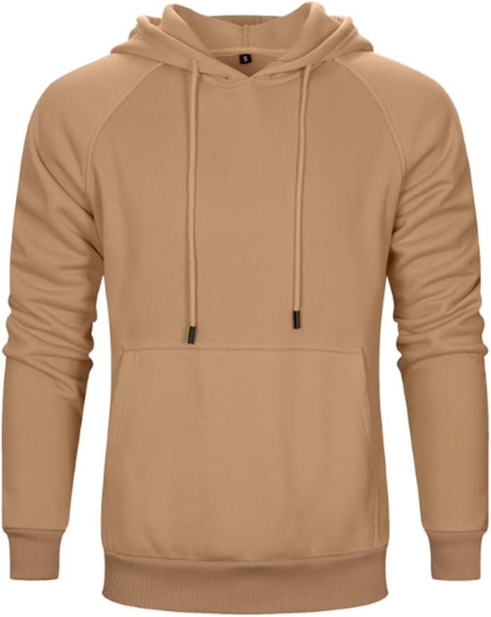 Men’s Solid Color Pullover Hoodie – Classic Casual Sweatshirt with Kangaroo Pocket