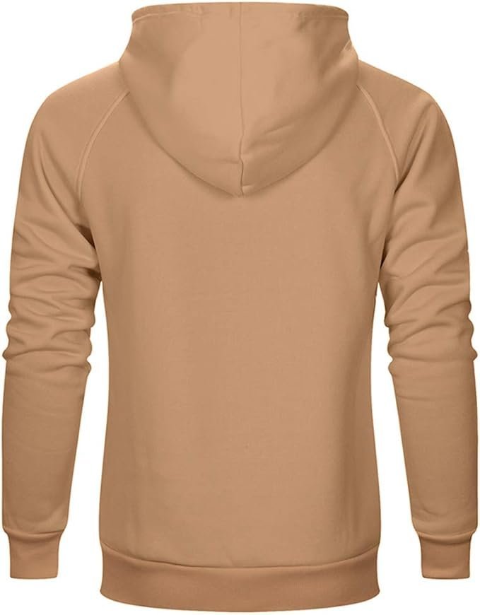 Men’s Solid Color Pullover Hoodie – Classic Casual Sweatshirt with Kangaroo Pocket - Image 2