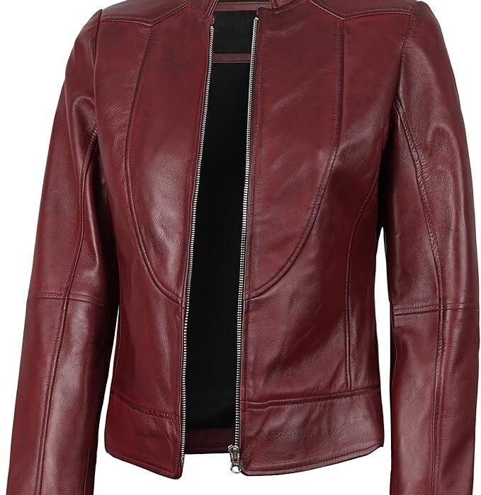 Women’s Classic Zip-Up Maroon Jacket – Perfect for Autumn & Winter