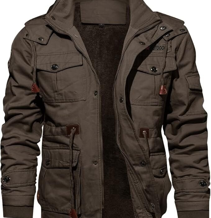 Men's Winter Fleece Cotton Military Jackets with Hooded