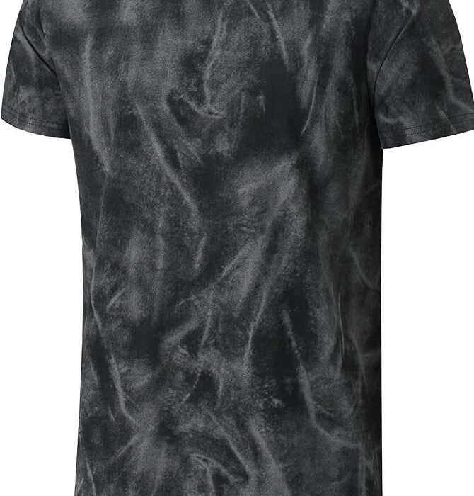 Mens Hemline Pattern Print T Shirt Hipster Hip Hop Ripped Round