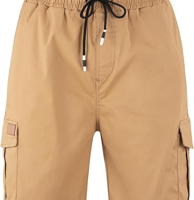 Mens Casual Twill Cargo Shorts Cotton Drawstring Classic Cargo Stretch Short with 6 Pockets